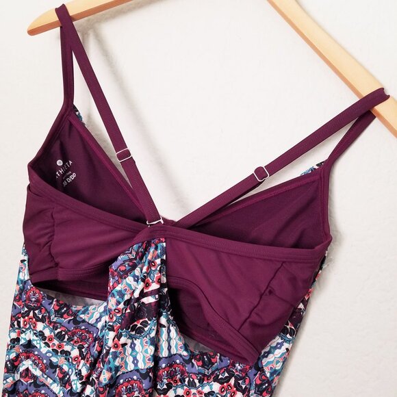 Athleta Marrakesh Side Scrunch Tankini Swim Top Mini Dress Wired 38 D/DD UPF 50+ - Picture 7 of 16